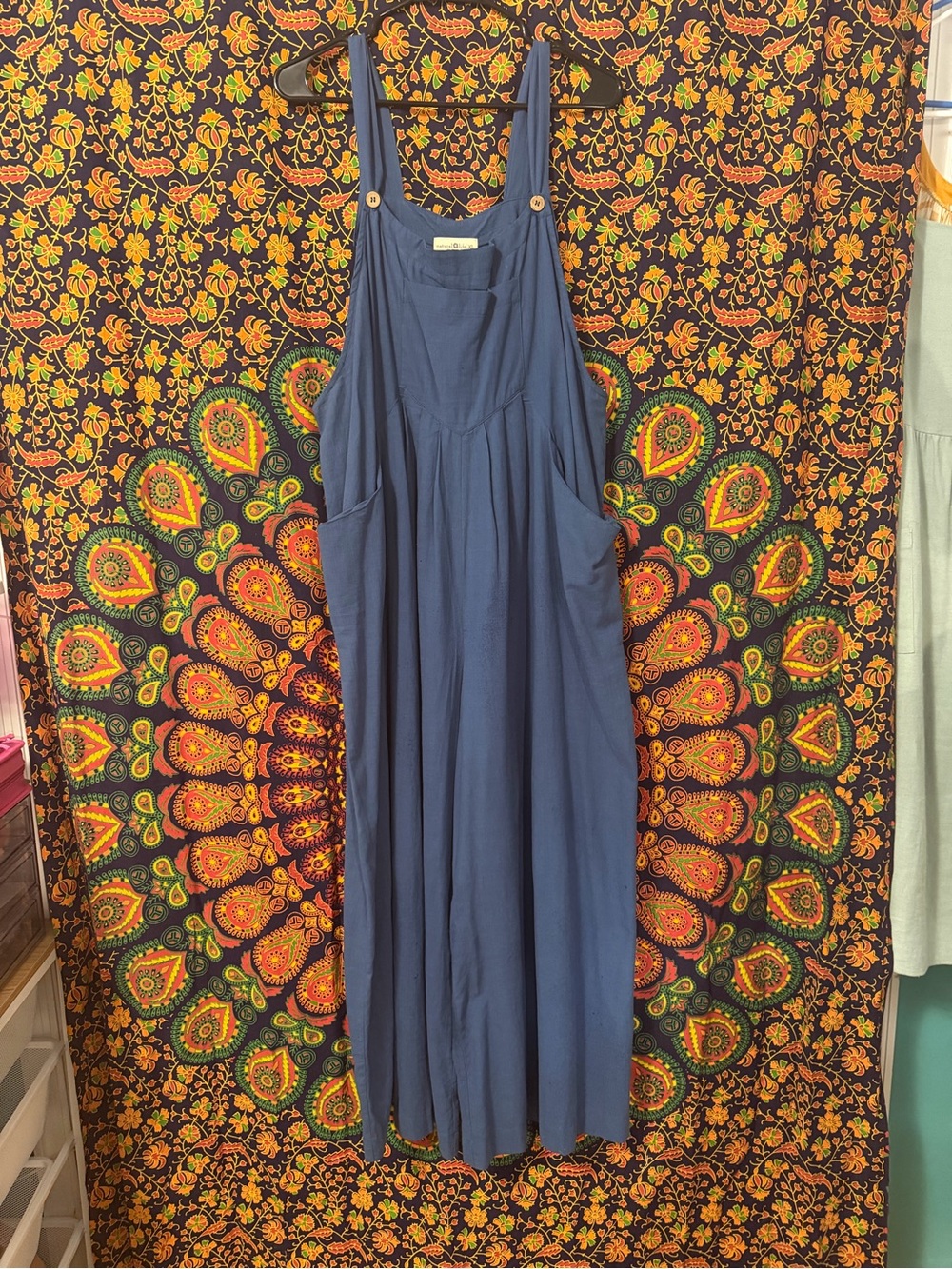 NATURAL LIFE never worn Indigo Blue Sleeveless Jumpsuit Overalls